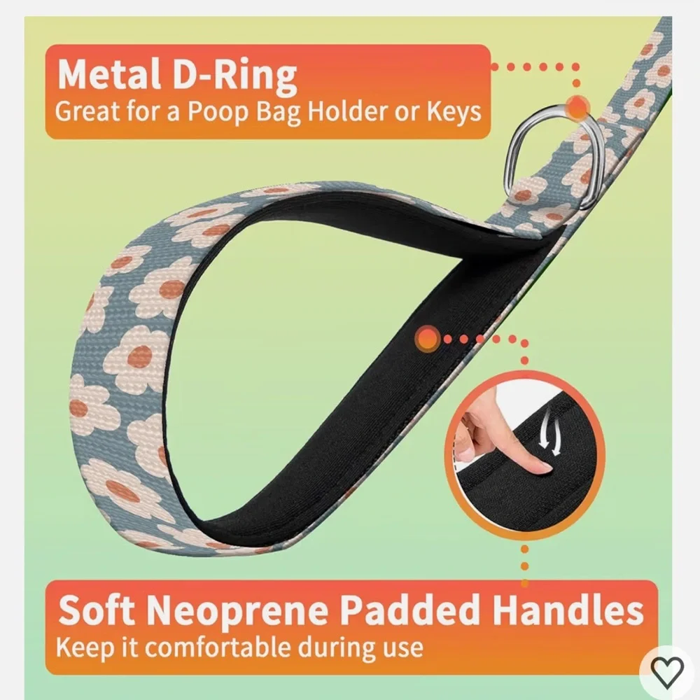 Mushroom Floral Pattern Dog Leash, NWT